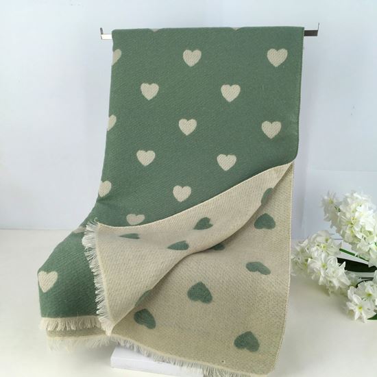 Sage Green an d Beige Heart Print Scarf