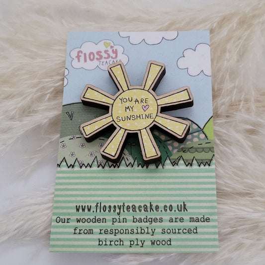 Sunshine Wooden Pin Badge
