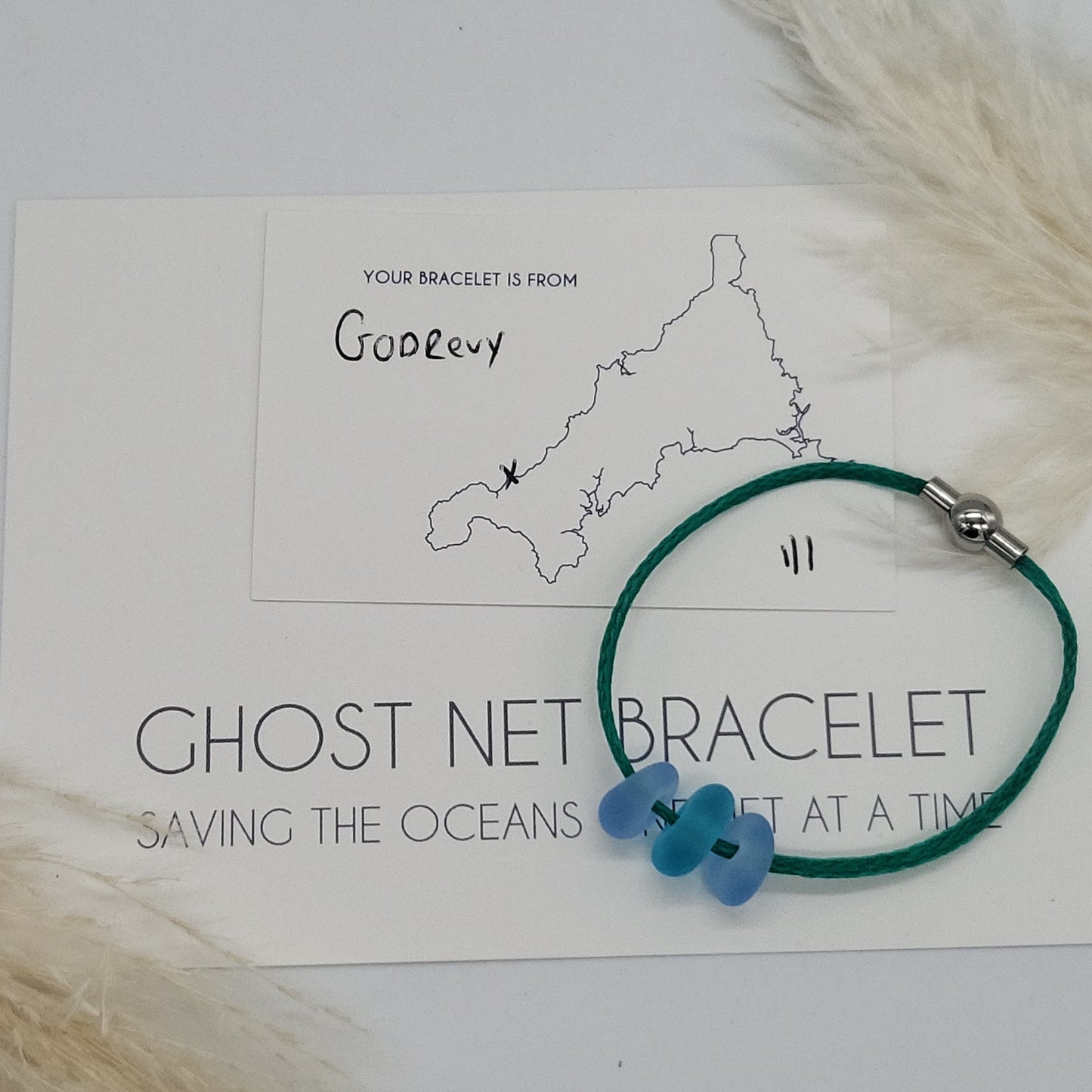 Godrevy 3 Bead Ladies Ghost Net Bracelet - Small