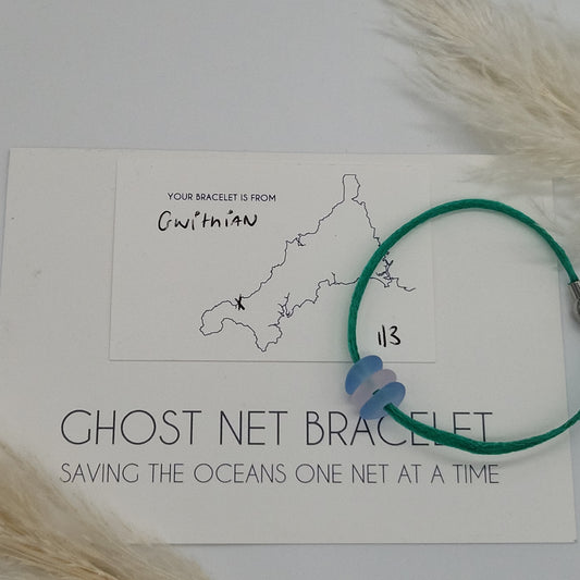 Gwithian 3 Bead Ladies Ghost Net Bracelet - Large