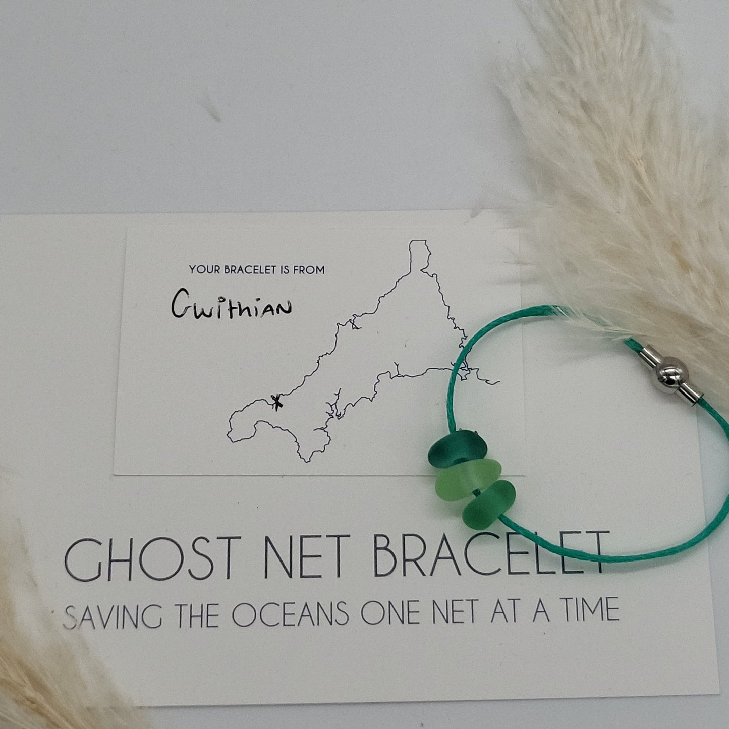 Gwithian 3 Bead Ladies Ghost Net Bracelet - Small