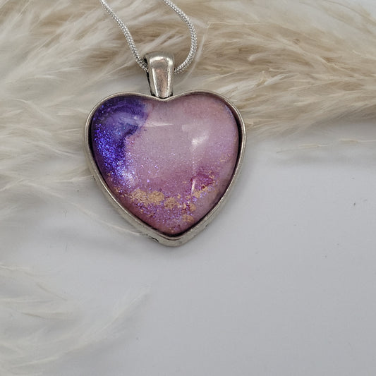 Pink, Purple & Gold Heart Shaped Necklace