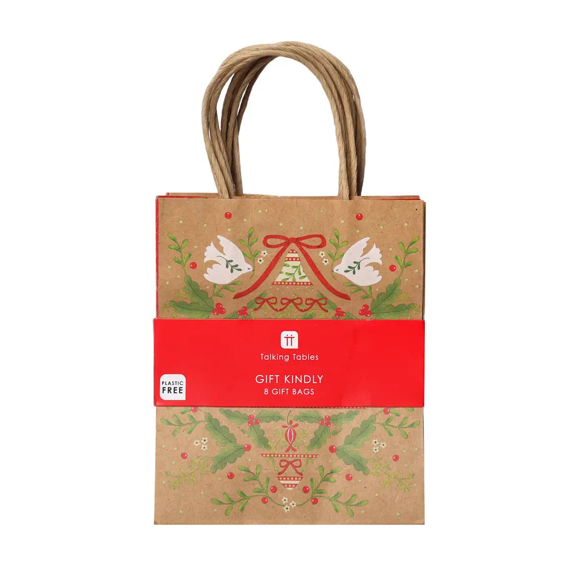 Folklore Brown Christmas Paper Gift Bags | 8 Pack |