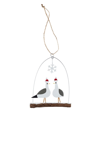 Two Christmas Seagulls on Twig