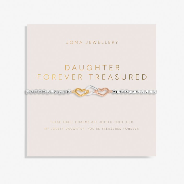 Forever Yours 'Daughter Forever Treasured' Trio Bracelet In Silver, Gold And Rose Gold Plating