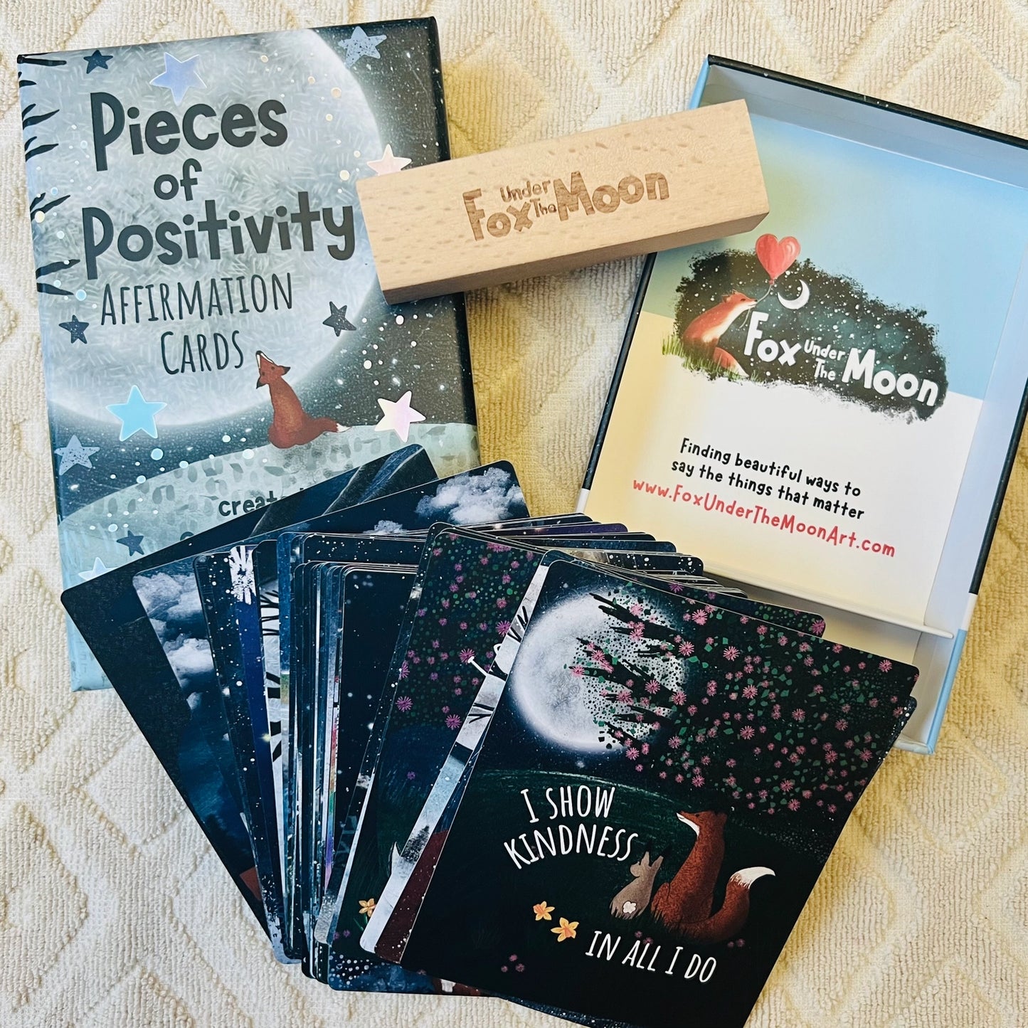 Positive Affirmation Cards - Set of 54 + Wooden Stand