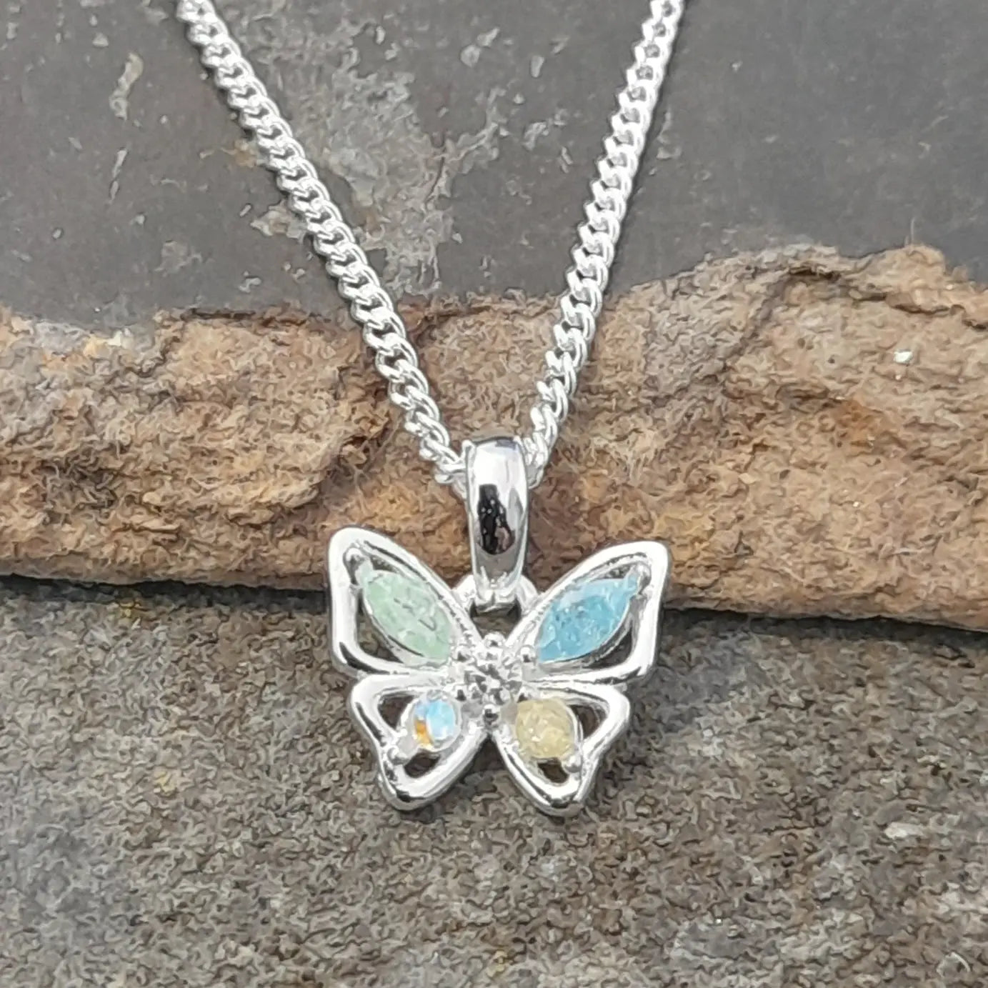 Pastel CZ Butterfly Pendant