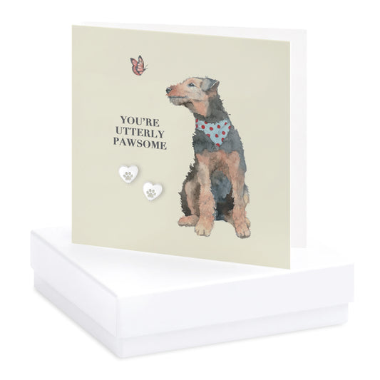 Pawsome Dogs Silver Earring Card