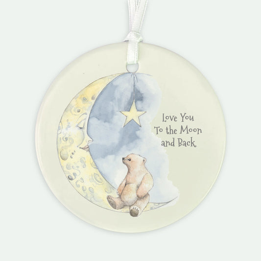 Hanging Ceramic Decoration - Bear and Moon