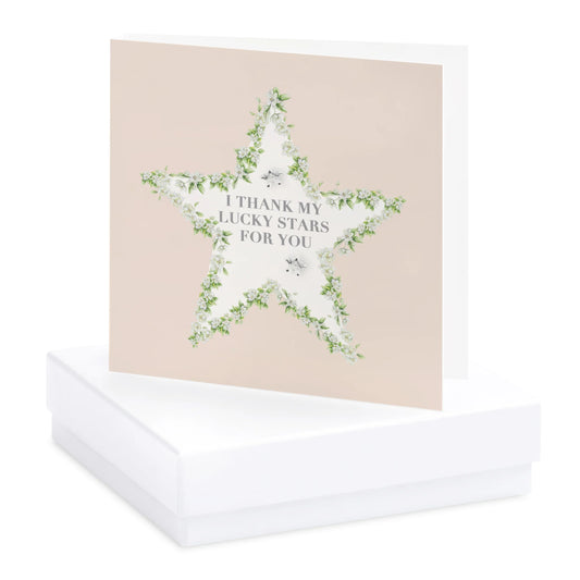 Vintage Sentiments Boxed Silver Earring Card Lucky Stars