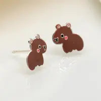 Sterling silver enamel capybara earrings