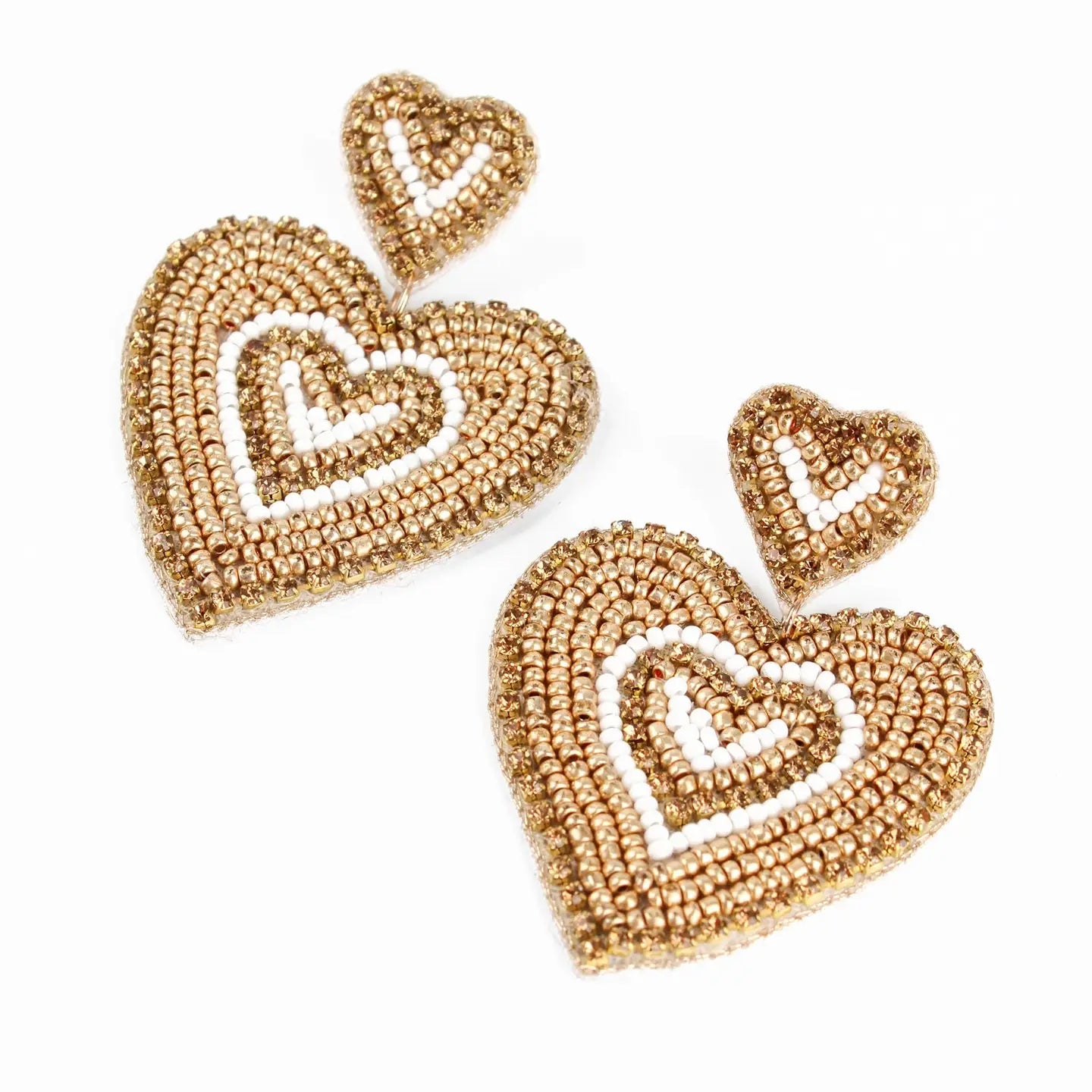 Gold Ripple Heart Earrings