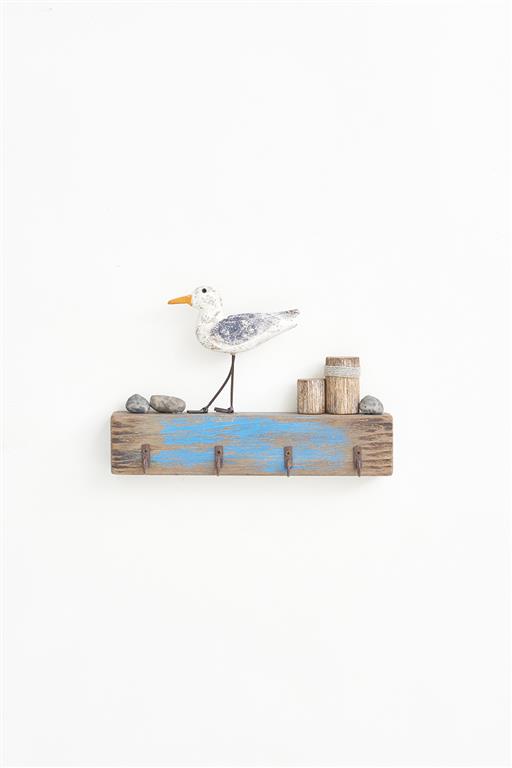 BIRD KEY HOLDER ON WOOD