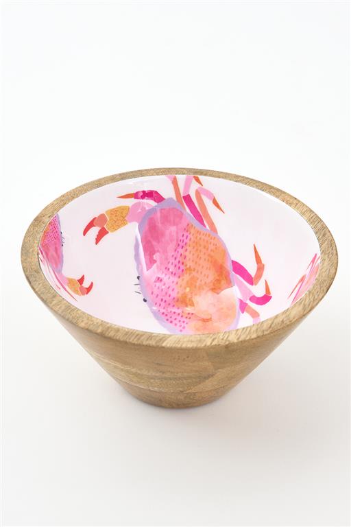 ENAMELLED WOODEN CRAB BOWL