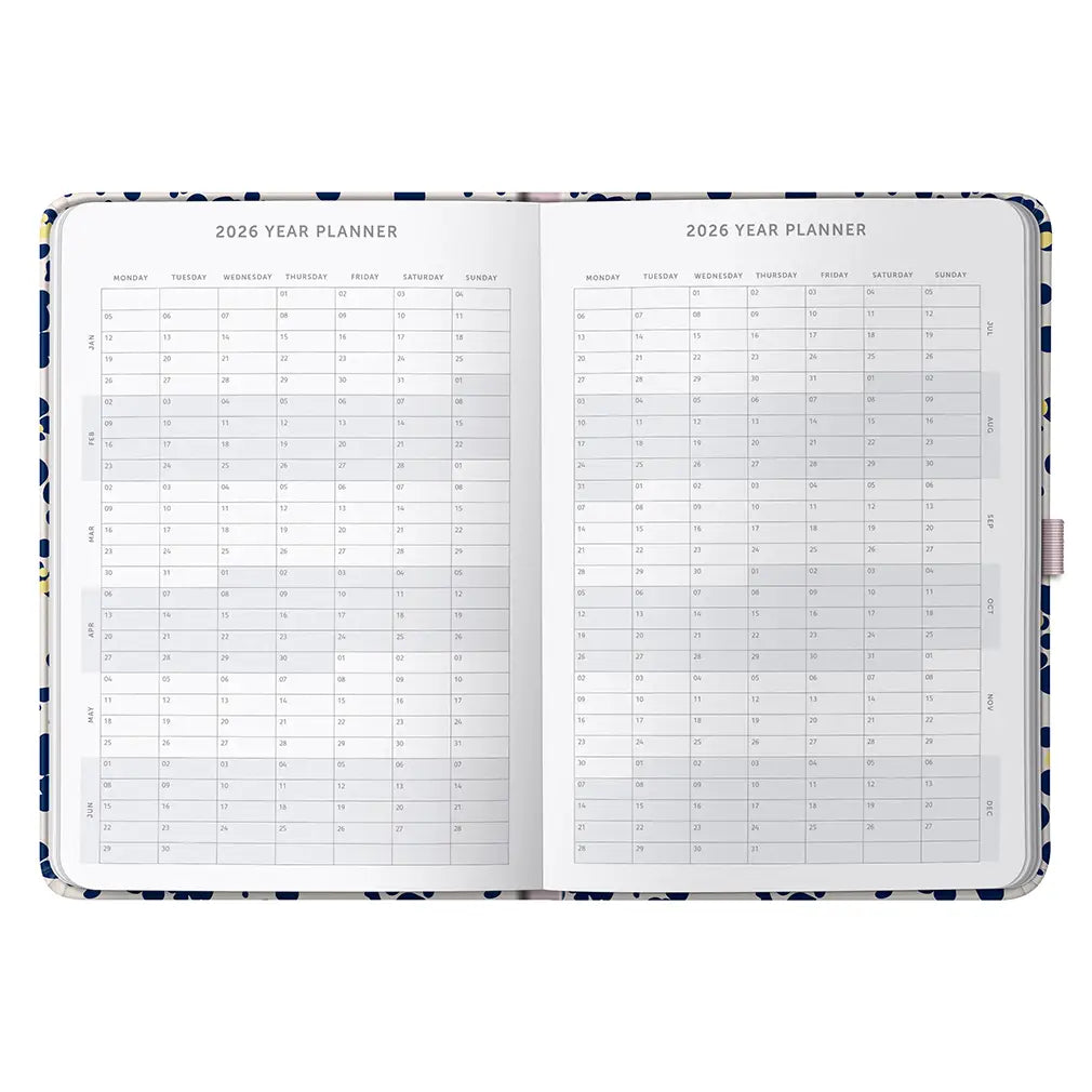 2026 A5 Diary Day-A-Page Planner | Navy Spray Print | Busy B