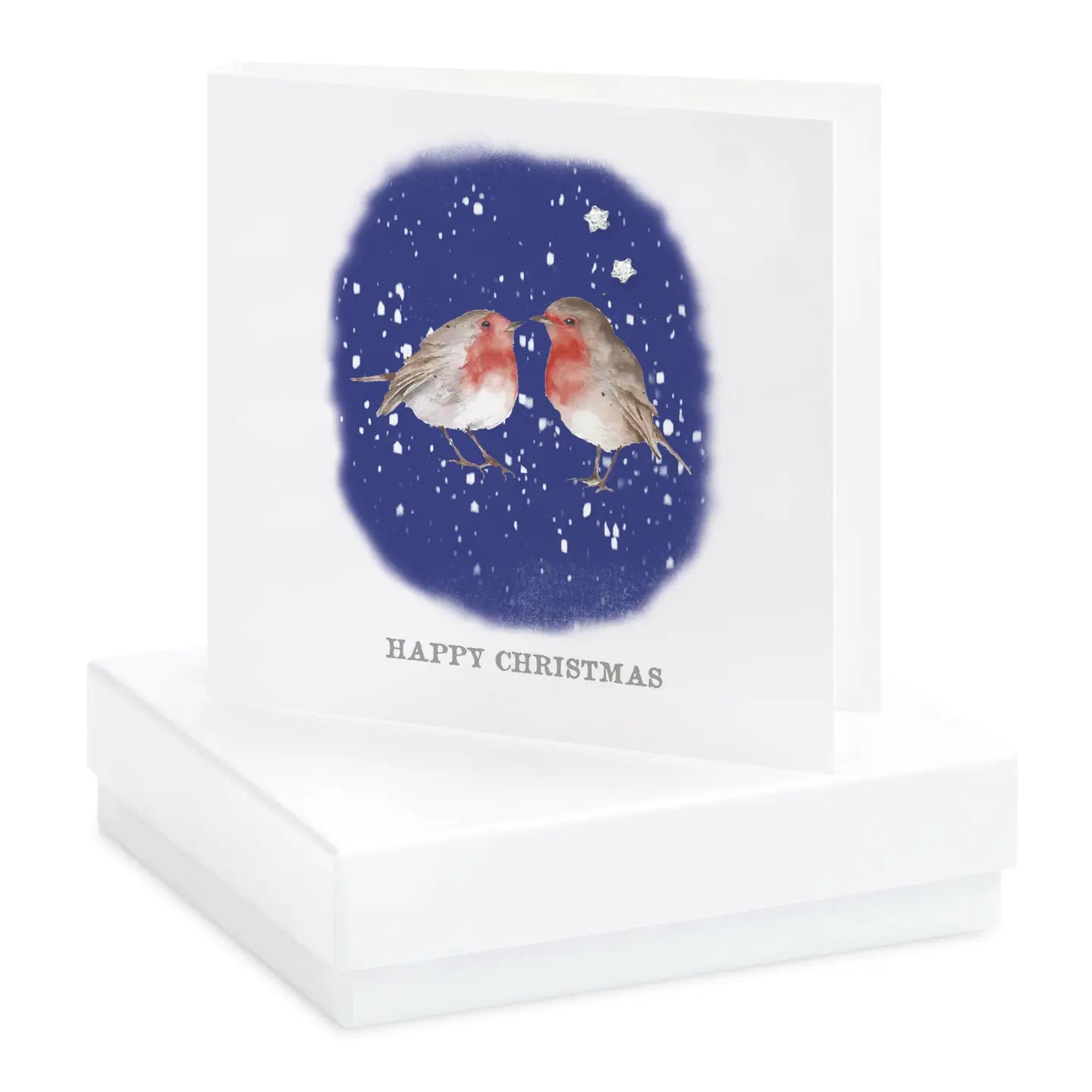 Sterling Silver Studs - Star Earrings – Boxed Earring Gift with Christmas Robin Card