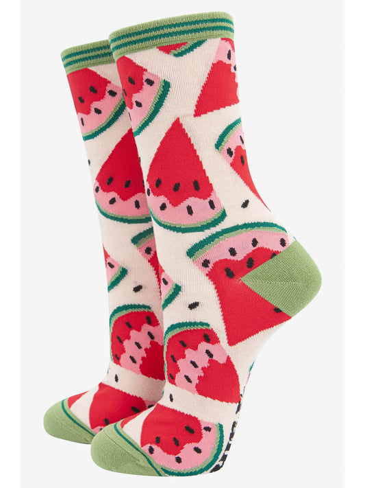 Women's Watermelon Slices Fruit Bamboo Socks