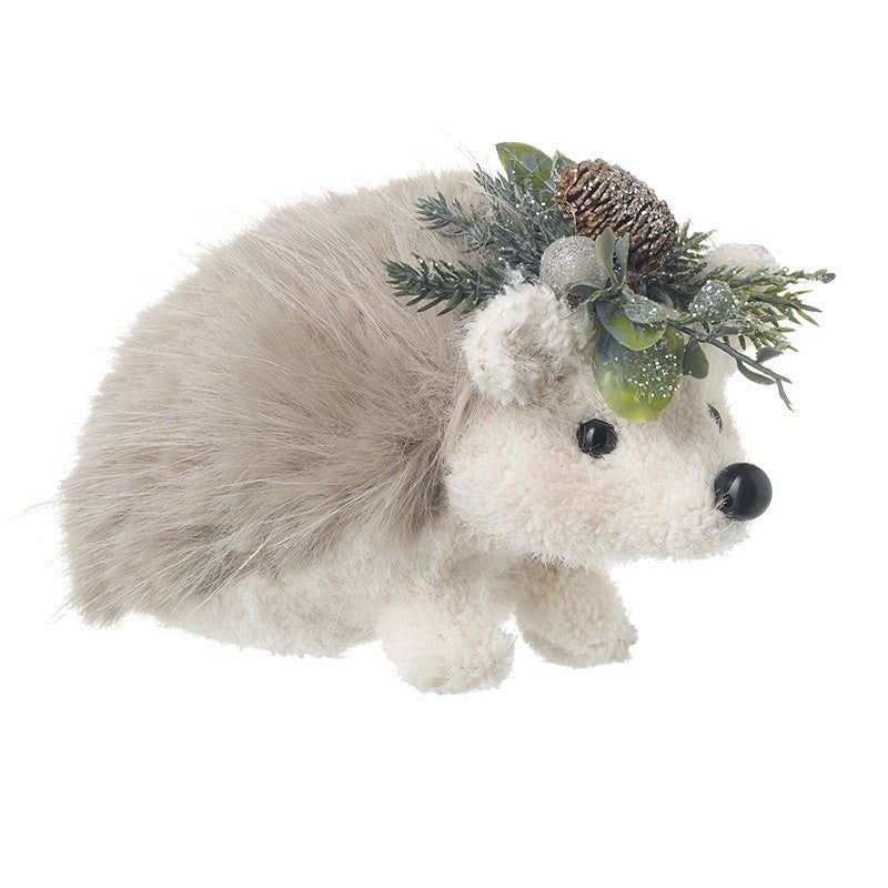 Sml Fur Hedgehog With Foliage Hat