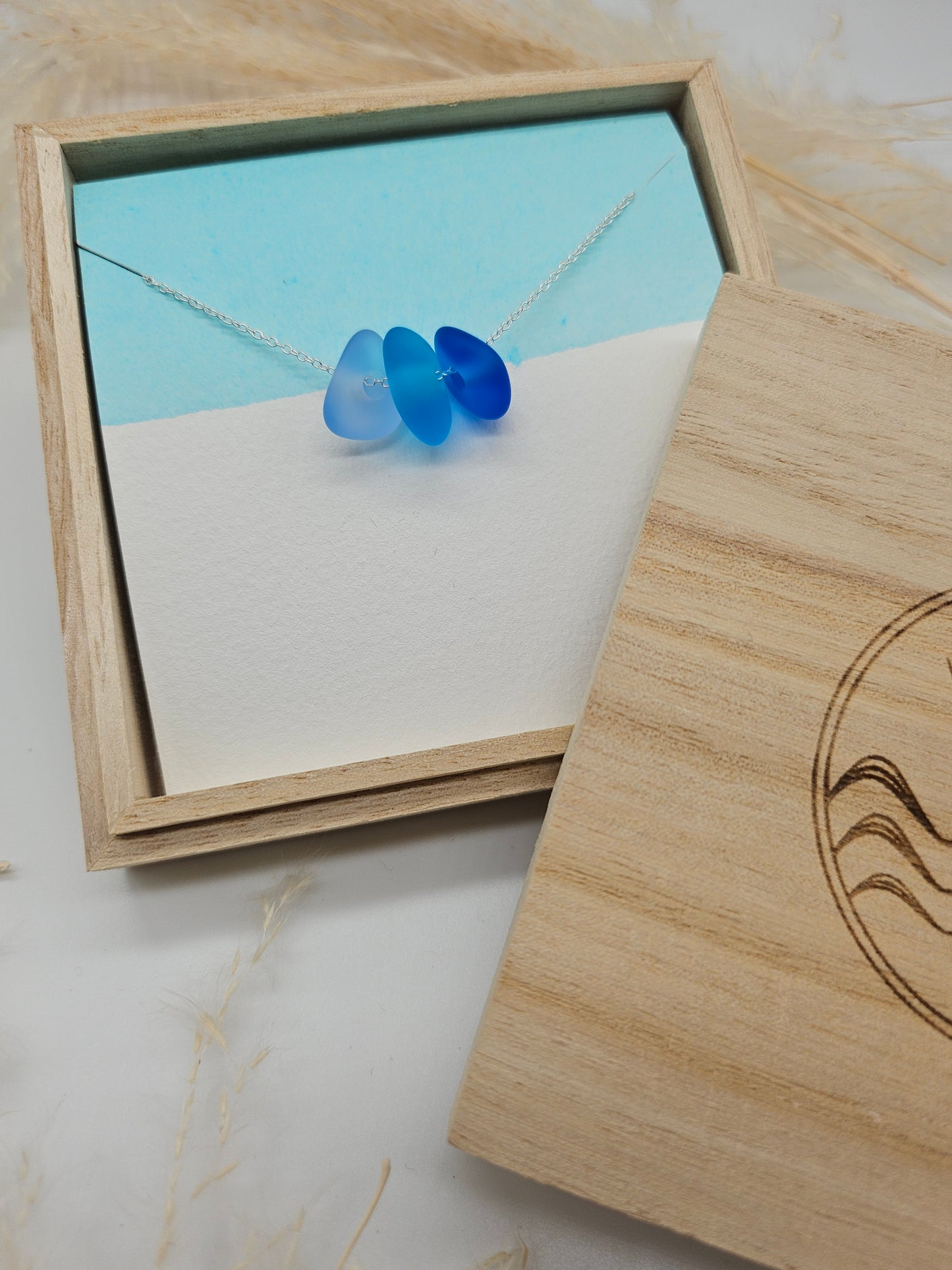3 Bead Seaglass Necklace