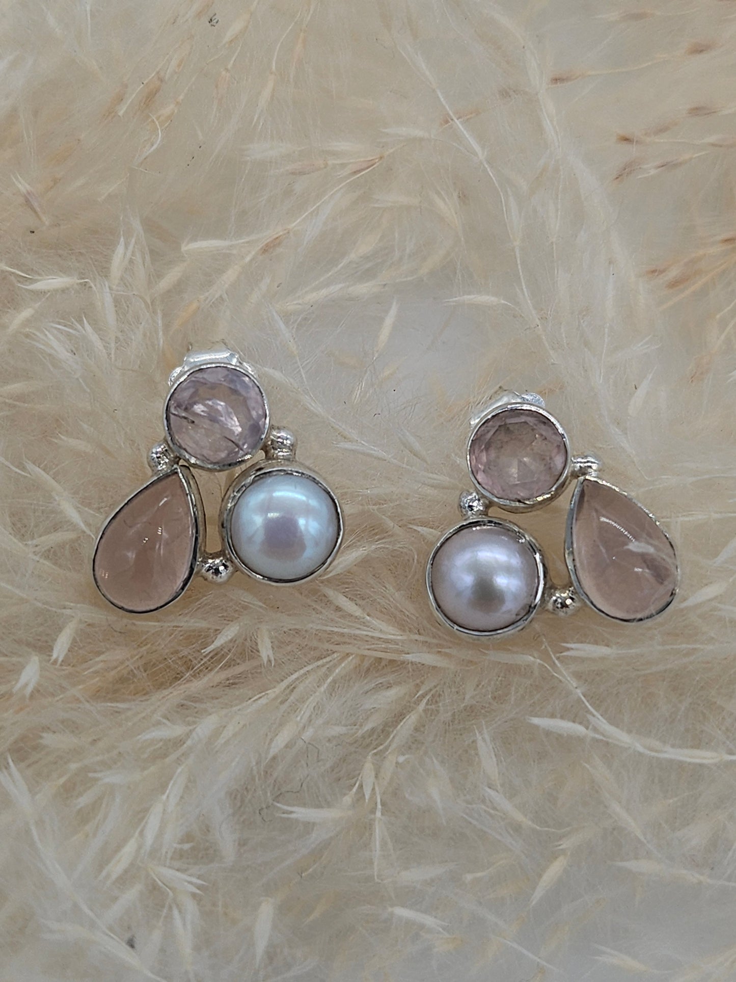 Sterling Silver Earrings with Multi Gemstones
