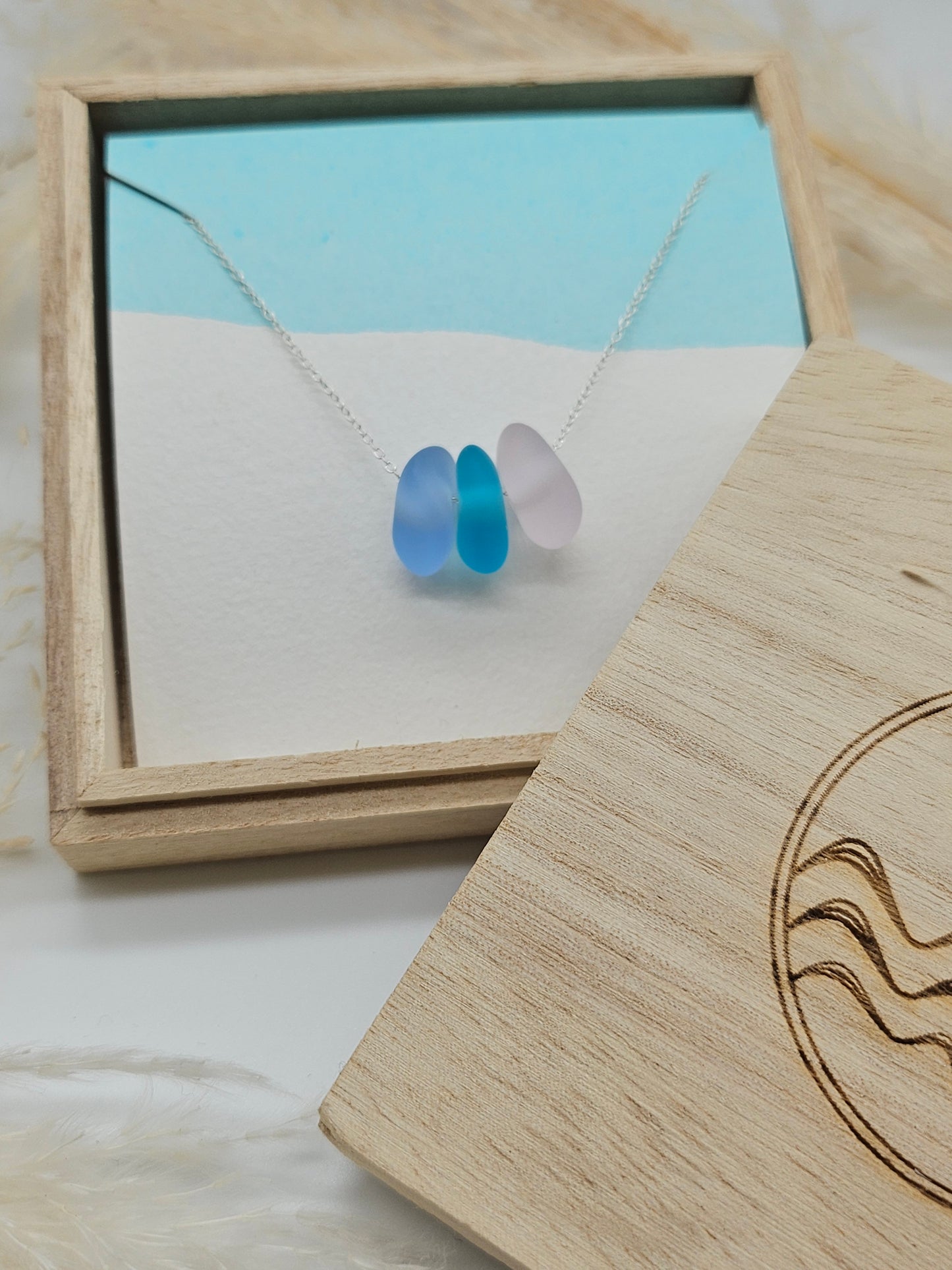3 Bead Seaglass Necklace