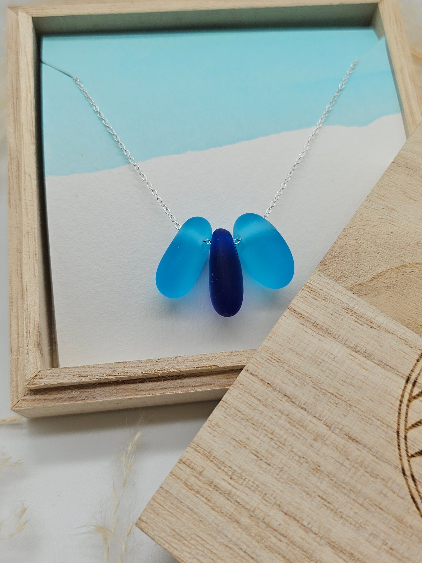 3 Bead Seaglass Necklace
