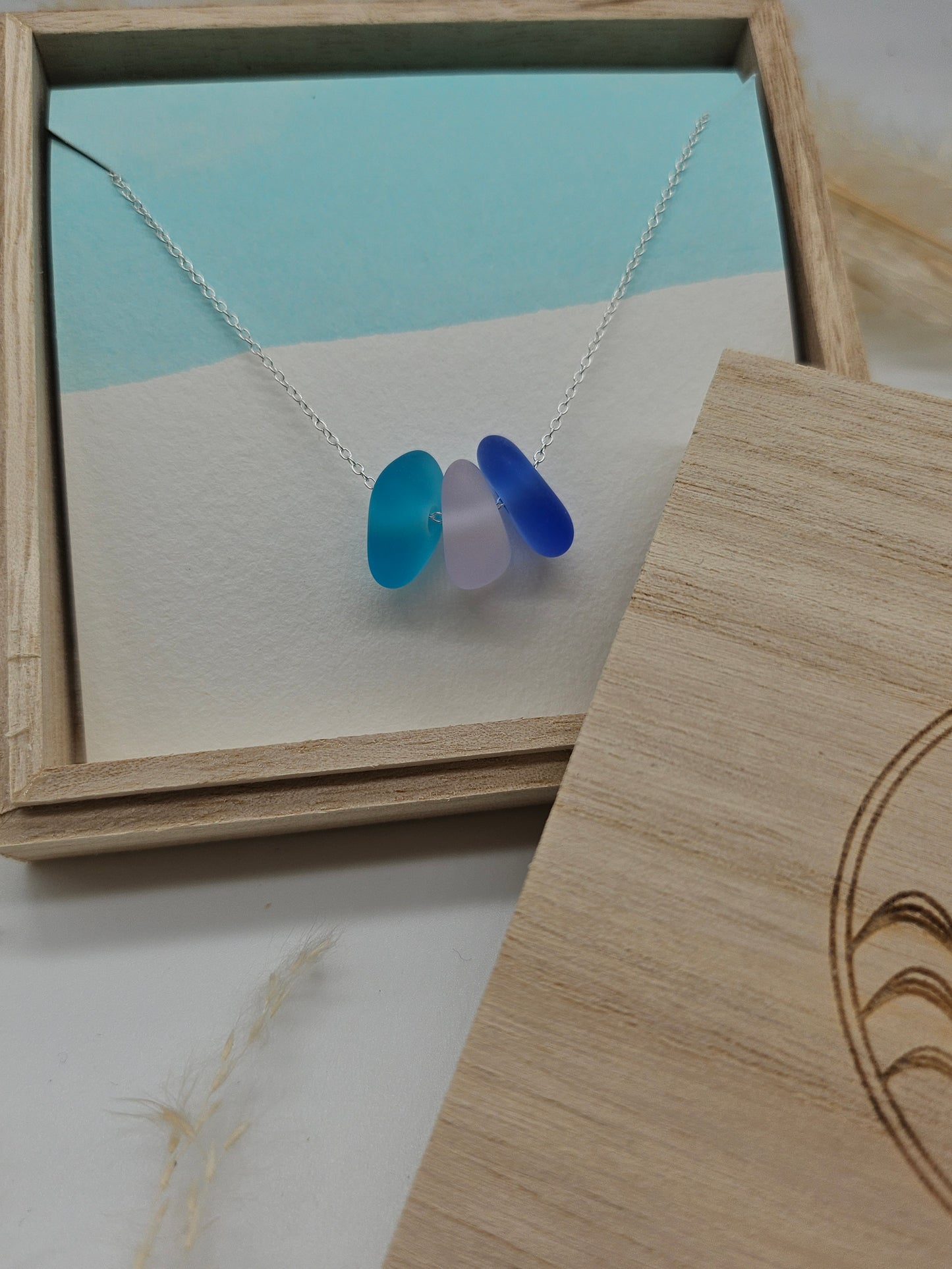 3 Bead Seaglass Necklace