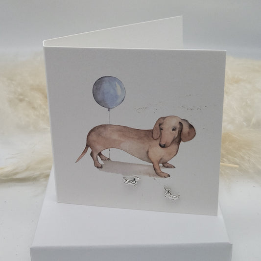Boxed Earring Card - Sausage Dog