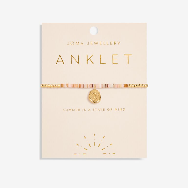 Pink Shell Gold Heart Anklet
