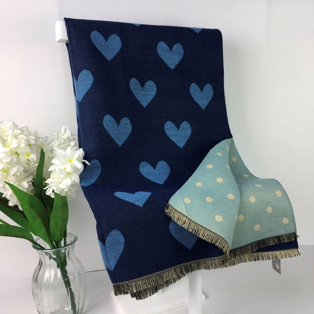 light and dark blue heart scarf