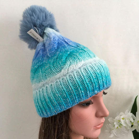 Baby Blue Cable Knit Hat