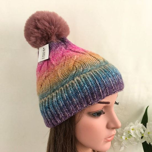 Dusky Pink Cable Knit Hat