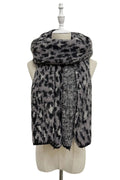 Cosy Leopard Print Wool Knitted Scarf