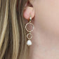 Golden double hoop and pearl drop earrings