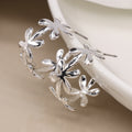 Silver plated simple daisy chain hoop earrings