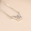 Silver plated crystal butterfly necklace