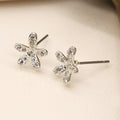 Silver plated crystal flower studs