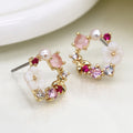 Golden shell and crystal wreath earrings