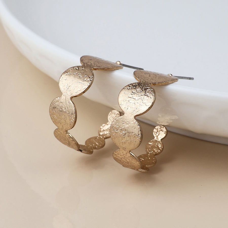 Golden Dappled Disc Hoop Earrings