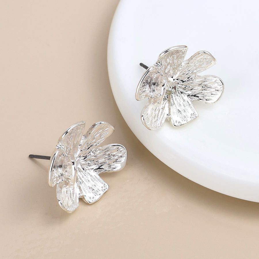 Silver plated floral bloom earrings