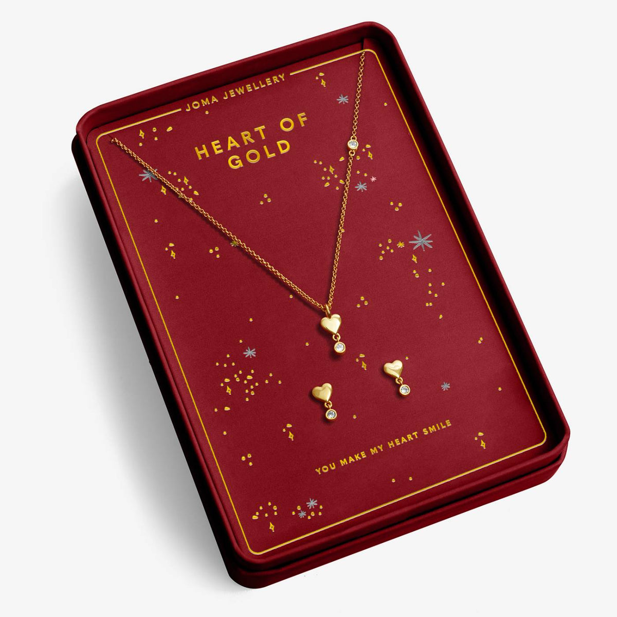With Love 'Heart Of Gold' Necklace and Earrings Set In Gold Plating