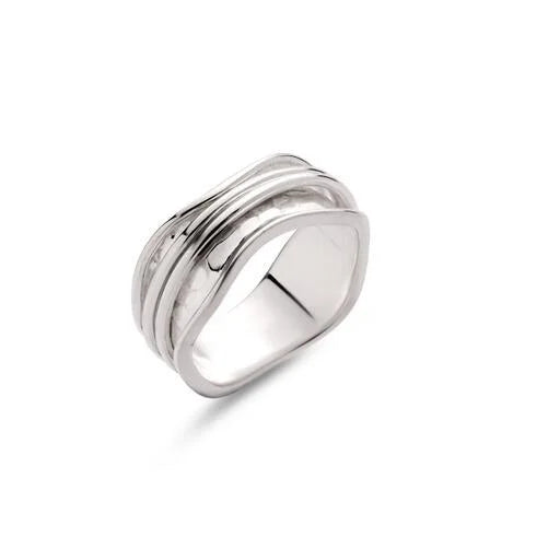 Silver Wavy Spinner Ring Size UK R