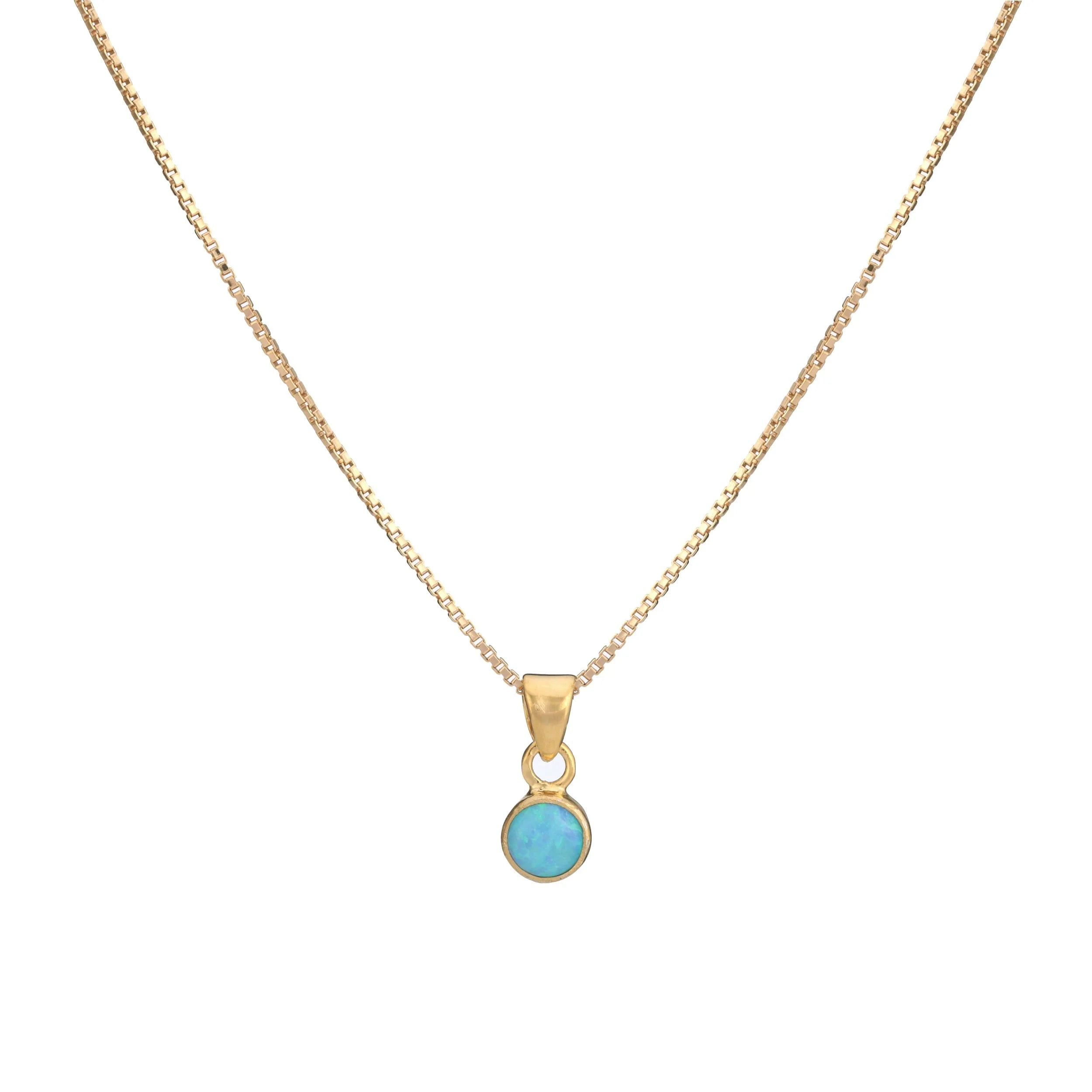 Gold Opal Pendant With Chain