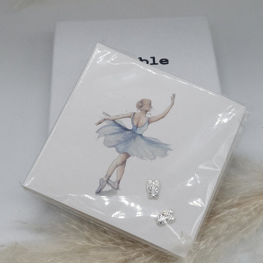 Boxed Ballerina Earring Card White