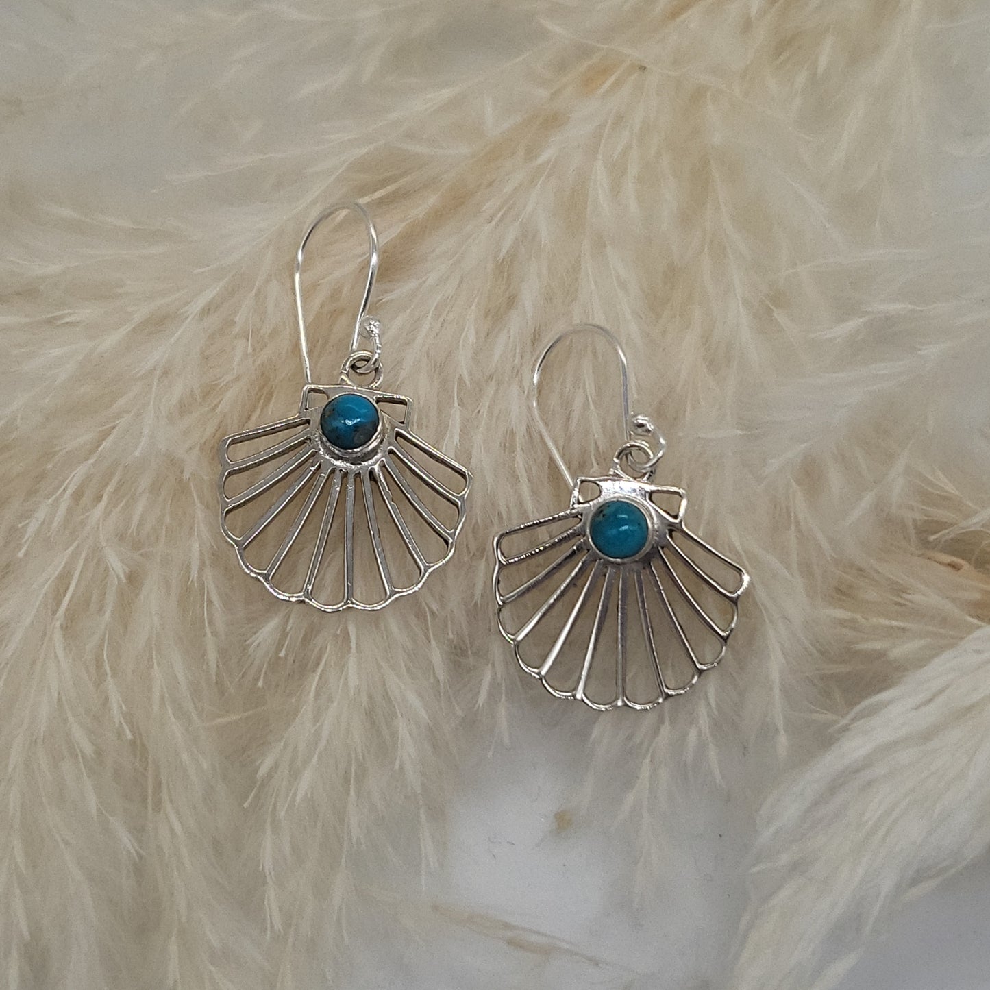 Silver Shell and Turquoise Earrings