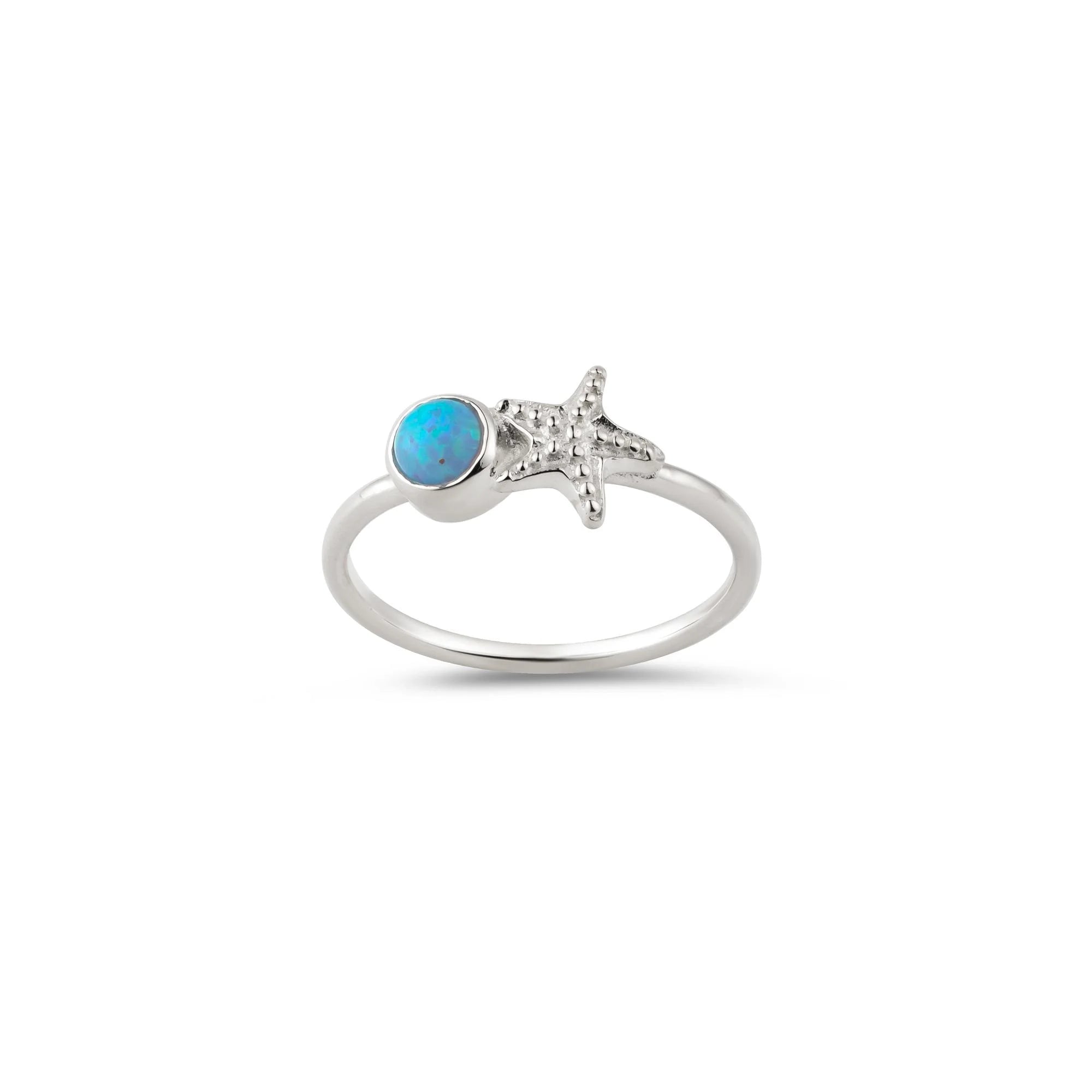 Opal Starfish Ring UK Size P