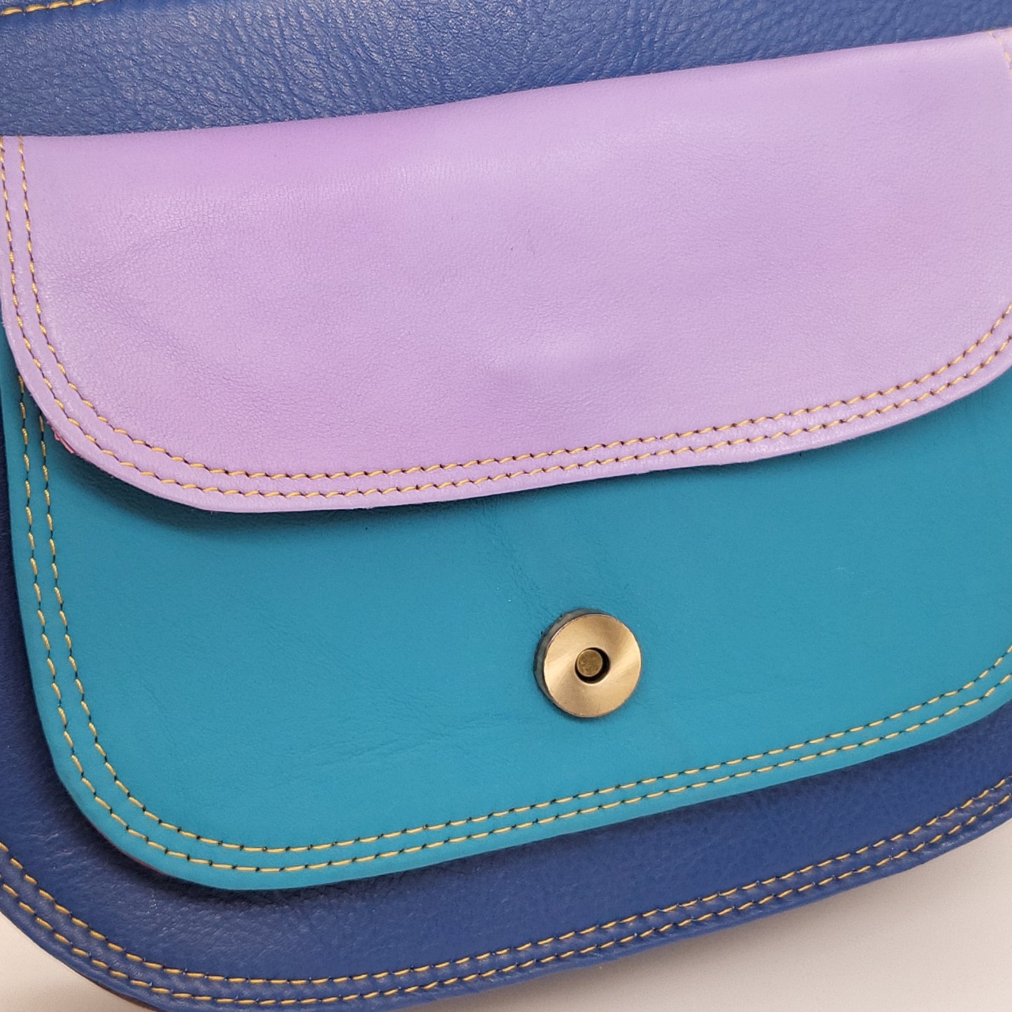 Recycled Leather Multicoloured Crossbody Bag - Handmade