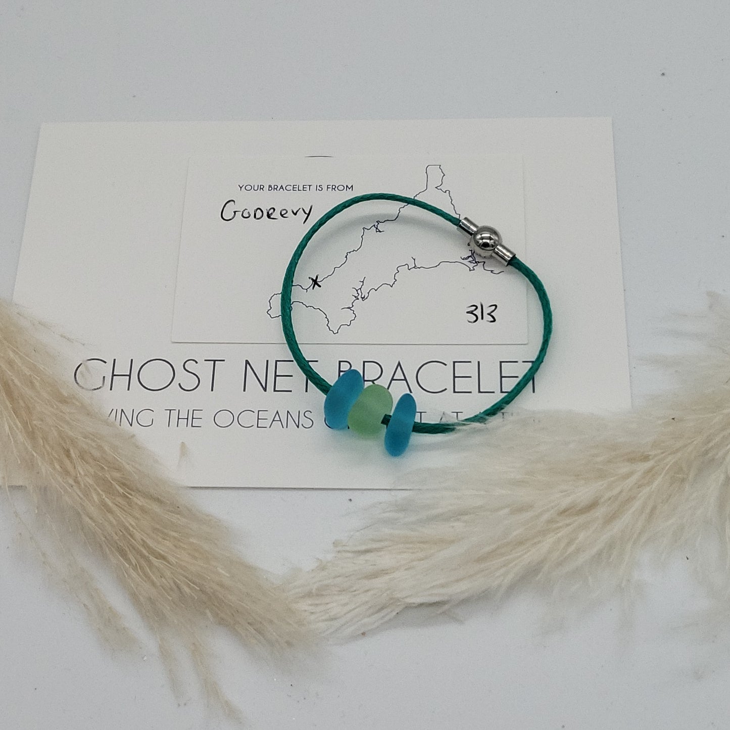 Godrevy 3 Bead Ladies Ghost Net Bracelet - Medium
