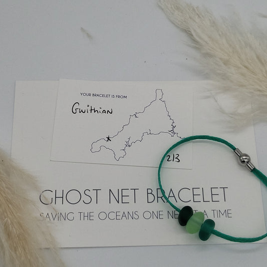 Gwithian 3 Bead Ladies Ghost Net Bracelet - Large