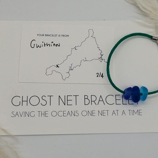 Gwithian 3 Bead Ladies Ghost Net Bracelet Medium